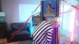 Cosplay 3some - Bettlejuice, Wednesday Addams and Her Large Breasts Stepmom