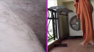 Naked shameless Dragomys girl on public balcony-1
