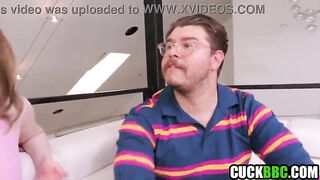 Cuckold gamer watching sexy GF screwing and sucking bbc