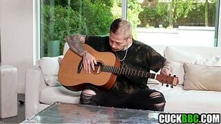 Goth star sharing wife's butt with two BBCs