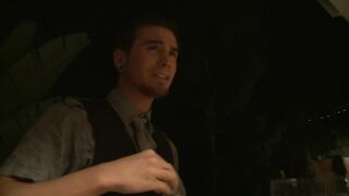 Charming ginger gets loose during a party and gets three-some screw