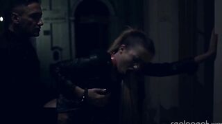 Whore blows lengthy jock at night and gets her face sprayed with cum