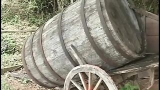 Cowboy dude licks brunette hair's booty & fills it with large knob