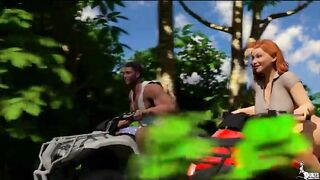 Curvy wife and Her Spouse ride during a jungle vacation