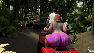 Curvy wife and Her Spouse ride during a jungle vacation
