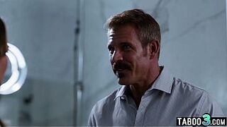 Wicked teen screwing a perv to keep his throat shut