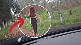 flashing his rod at a hotty in the car!