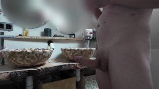 I stroke a large ramrod in the shitter