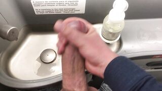 Large rod jerked off in airplane crap-house