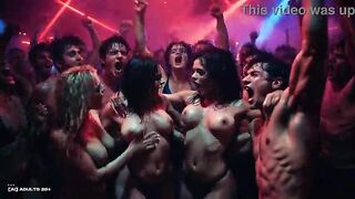 [AI-generated] Red Glow Intimate Club Rave – Go-Go Dancers, Topless DJ, Flying Large Titties & Crimson Heat Chaos – Rhythm & Skin