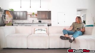 Concupiscent stepsis and chick gave a flawless oral job so hawt teens enjoyed coarse trio sex