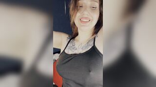 Tattooed Brunette hair Tease Oriental Angel, Underarm & Cleavage Focus