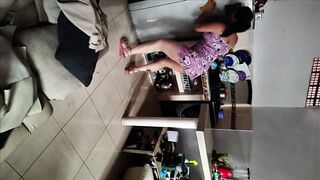 Colombian gets banged by her stepson with large dong in the kitchen