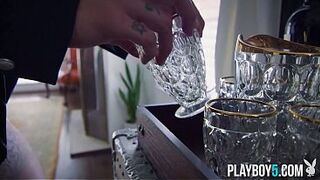 Curvy brunette hair honey with the consummate large booty and large fake breasts naked