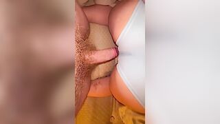 Rubbing My Large Shlong on Wifes Cameltoe Bent Over Doggy position Position in Blue Yoga Shorts