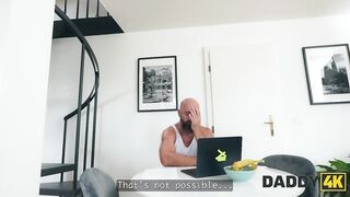 DADDY4K. Large Bazookas Teen gal Cheats on her Boyfriend with his Dad in front of him