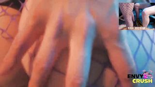 Gamer Cutie in Fishnets Gets on Her Knees