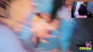 Gamer Cutie in Fishnets Gets on Her Knees