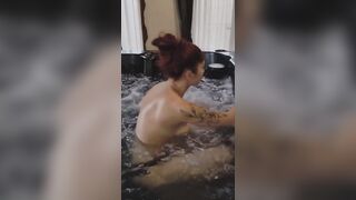 Relaxing in the Jacuzzi, They're Massaging My Bazookas