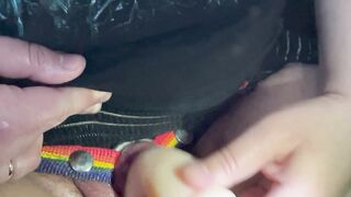 Jerking off my giant FTM jock with toy