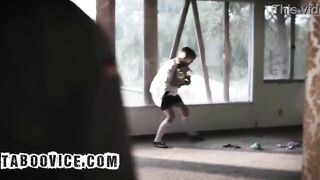 Homeless Chap Bangs 2 Bratty Chicks in a Abandoned Abode