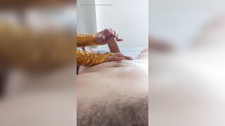 The Utltimate Nasty Oriental Golden Tugjob - Sparkly Gold Nails Tease and lengthy Edging with intensive spunk fountain (Trailer)