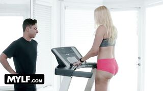 MYLF - Large butt blond married woman seduces her male personal tutor during workout