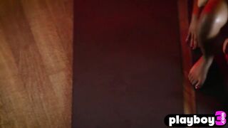 Large butt golden-haired mother I'd like to fuck posed after workout and sexy playgirl posed with ebony honey