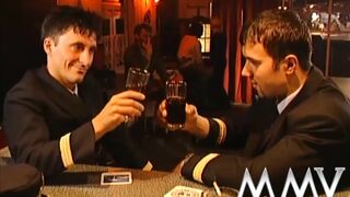 Brunette hair honey banging in the pool