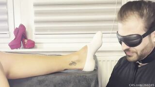 Blindfolded Foot Serf on a Leash - Smelly Socks Sniffing (Part 1)