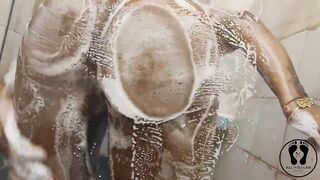Sexy Black Full Soap Shower Massage Her Large Booty Ass Boobs