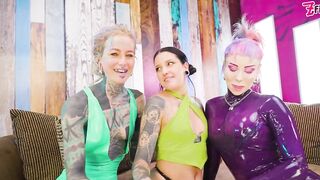 2 Dominas Gang up on Alternative Sweetheart to Fill Her Holes with Toys and Make Her Cum