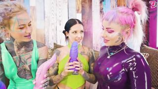 2 Dominas Gang up on Alternative Sweetheart to Fill Her Holes with Toys and Make Her Cum