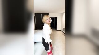 DURING THE TIME THAT I'M DOING A STRIPTEASE MY ALLY GETS TURNED ON