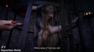 Fina is kept stripped in a cage and drools from her throat as that babe greedily eats food from the countess's hand (preview)