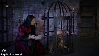 Fina is kept stripped in a cage and drools from her throat as that babe greedily eats food from the countess's hand (preview)