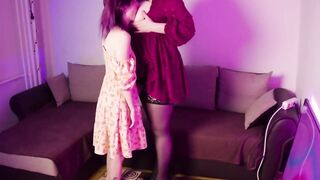 "admirable Morning, Wench", Thick Stepmom Destroys Small Slender Stepdaughter's Constricted Snatch with Thong-on