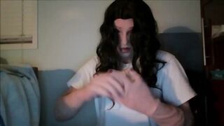 Wicked May Pt1! Wearing my female mask May and chest i put on my female hand gloves!