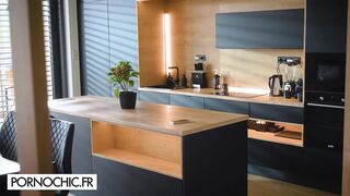 The pair welcomes a guest at home