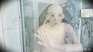 Wet May Pt2! Trying to unmask your juicy rubber girlfriend in the shower!