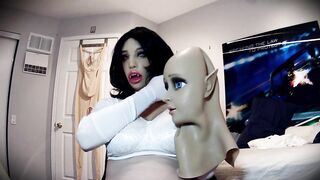 Elfie & Poppy Pt3! Unmasking from manga Elfie mask to become a vampire female doll Poppy!