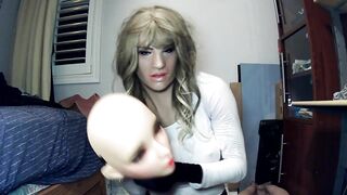 Night of Masks Part Jill Play! Female doll mask Jill plays with her rubber vagina and female masks!