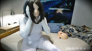Miki White Pt1! Your rubber kigurumi girlfriend Miki in her white bodysuit and leather gloves!