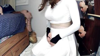 Manga Angel Happi Pt three! Female mask Happi angel unmasks from her doll mask Jill and plays with herself