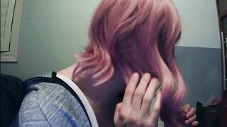May and Anine Pt4! Removing my silicone female hand gloves and wigging in my pink wig!