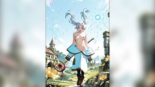 Hawt naked female models AI hentai stylized in CG