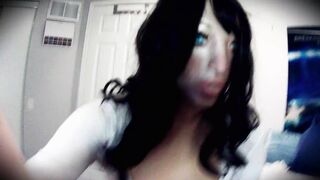 Midsummer Beauty P2! Rubber female masked Cutie plays with her rubber snatch and taut body!