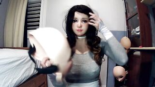 Emily's Masks Pt6! Female doll masked Nancy unmasks from her doll mask Jill and disrobes down!