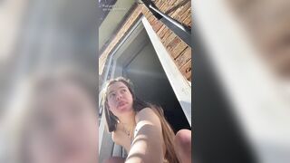 RISKY masturbation on balcony and THIS BABE Cums HARD