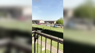 RISKY masturbation on balcony and THIS BABE Cums HARD